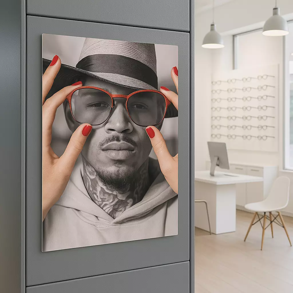 Panneau magnetique sur mesure mural publicitaire pour un opticien