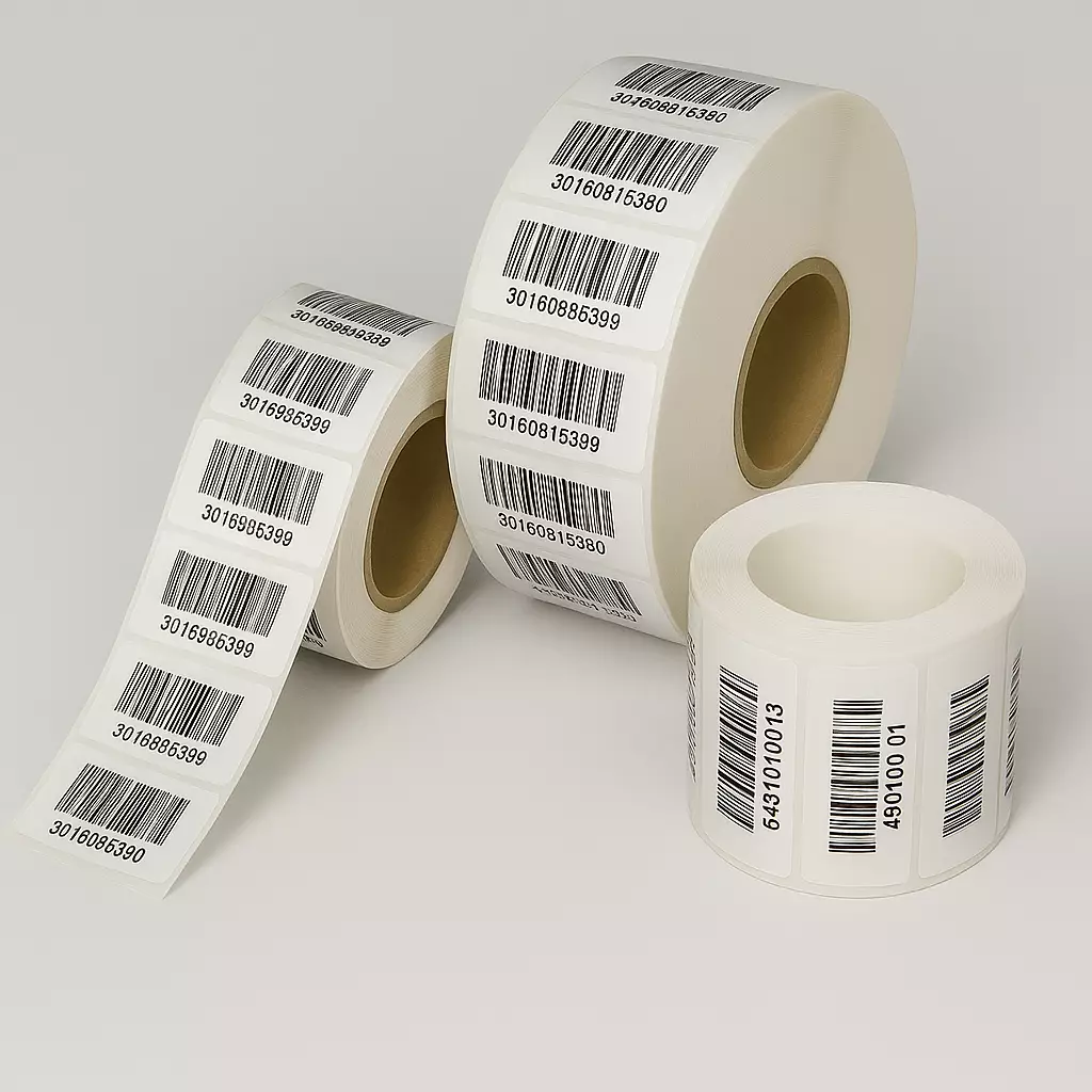 Etiquette adhésive personnalisée en rouleaux blancs de code barre adhésif